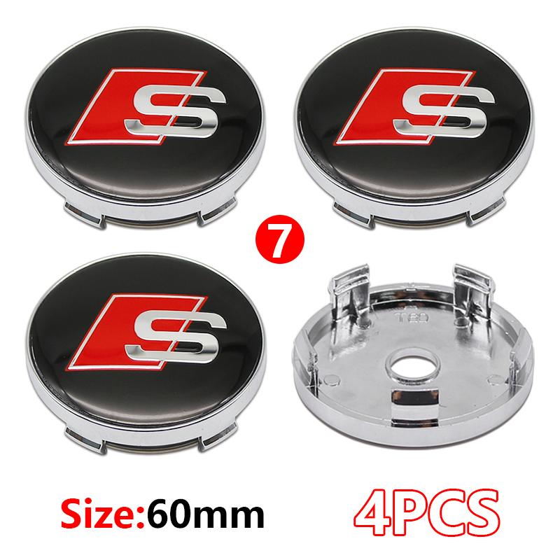 4Pcs 56mm Wheel Rim Hubcap Identity Overlay For Audi RS B8 B9 S A3 8V A4A6 C7 C6 A5 Q3 Q5 Q7 A1 Motorsport Tuning Accessory