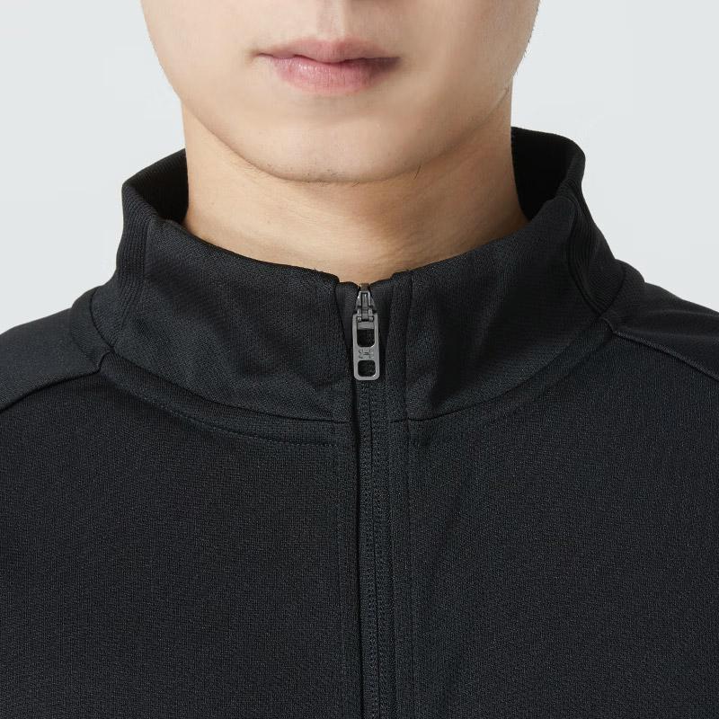 Under Armour Logo Knitted Jacket And Jogger Set With Stand Collar And Zipper Long Sleeve Men Activewear Black 23600304-001+23600704-001