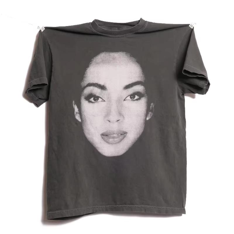 Retro Street Sade Tshirt Unisexs Tshirt Summer Unisex Cotton Casual Fashion Tshirt