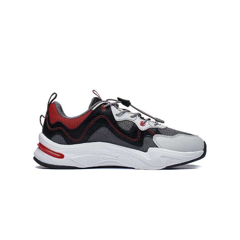 Li Ning Kids Shock Absorbation Rebound Мягкие легкие повседневные туфли Детские кроссовки Черный Серый YKCT096-1