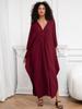 EDOLYNSA Wine Red Kaftan Women's Long Dress Pcaftan Lus size Moo Moo Dress Beach Wear Lounge wear House robe Outfit Q1306