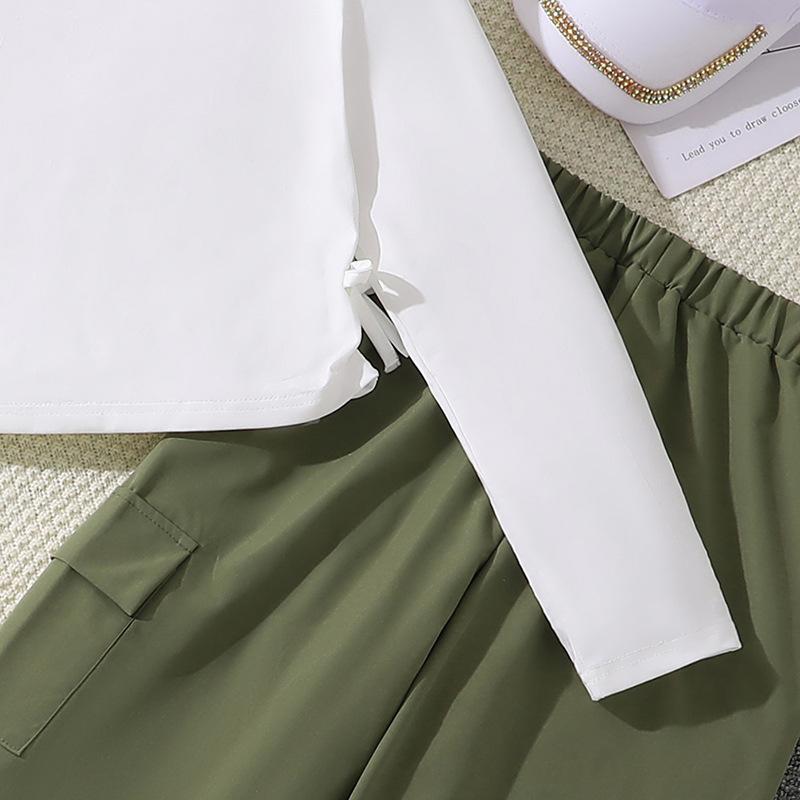 Girls Autumn Suit 2025 Children Clothing Letter Long Sleeved Sweatshirt + Wide-Leg Overalls Fashion 2 Piece Set