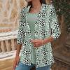 Women Cardigan Leopard Print Three Quarter Sleeve Open Stitch Lapel OL Commute Style Formal Business Office