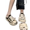 Open Smile Half Tray Bag Head Little White Canvas Shoes Women's 2024 Summer New Versatile Thick-soled Lazy Casual Cool Slippers