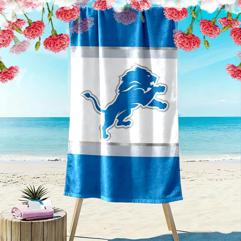 Detroit Lions Print Beach Towel, Large Soft Quick Dry Towel for Beach Camping Swimming