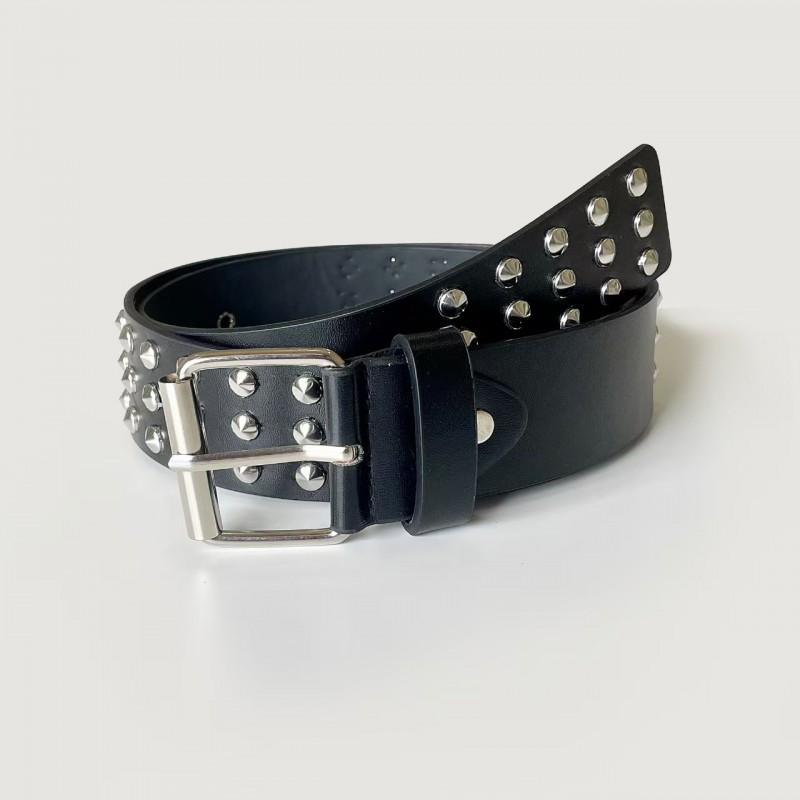Studded Punk PU Belt Women Men Y2K Trendy Adjustable Waistband With Square Rivets Gothic Chic Accessory