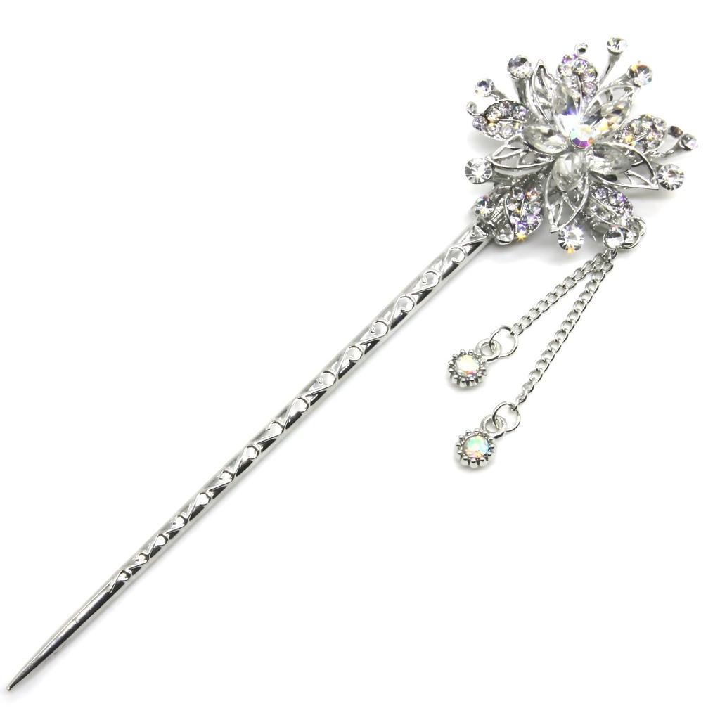 Miaomyao Single Hair Японский кубический снежный волос Прозрачный [Miaomyao] Шпилька для волос, украшение, платье, Tomesode, металл, антиквариат, цирконий, цветок, цветок,