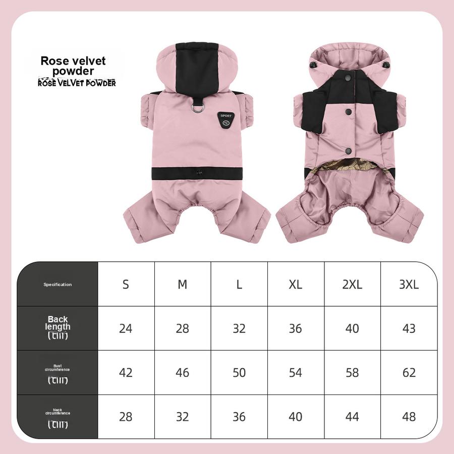New Dog Warm Fleece Coat with Hood, Graphite Carbon Fiber Cotton Waterproof Down Jacket Colorful Dog Clothes