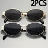 2PCS Vintage Punk Style Sunglasses Men Retro Round Metal Frame Women Sun Glasses Fashion Eyewear