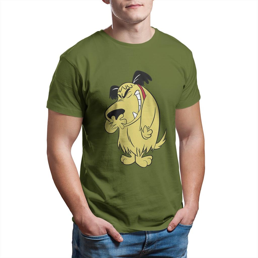 Muttley T Shirt for Men Cotton Vintage TShirt Wacky Races Mutley Cartoon Laughing Dog Tee Shirt Short Sleeve Tops Printed
