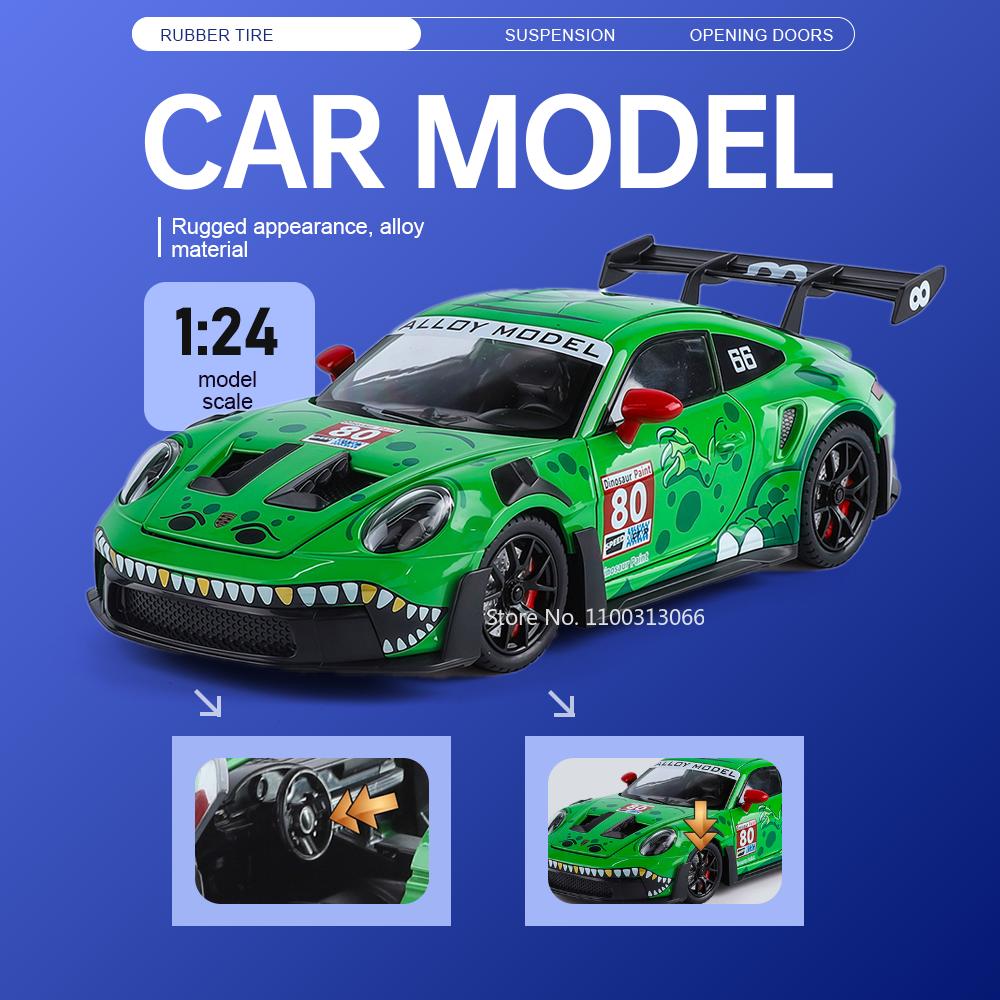 1:24 GT3 RS F1-LM Спортивный Автомобиль Сплав Литье под Давлением Миниатюрная Модель Игрушка Двери Открываются Амортизация Рулевое Управление Передними Колесами Модели Подарки для Мальчиков
