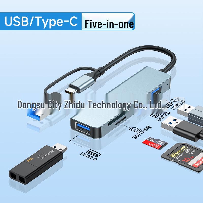 Dual-Head 8-in-1 USB Hub Docking Station with Card Reader, 3.5mm Audio, and Type-C for Mobile and Laptops