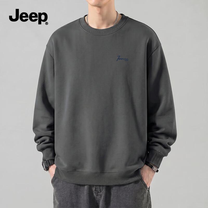 JEEP Men's Loose Fit Crewneck Long-Sleeve Sweatshirt