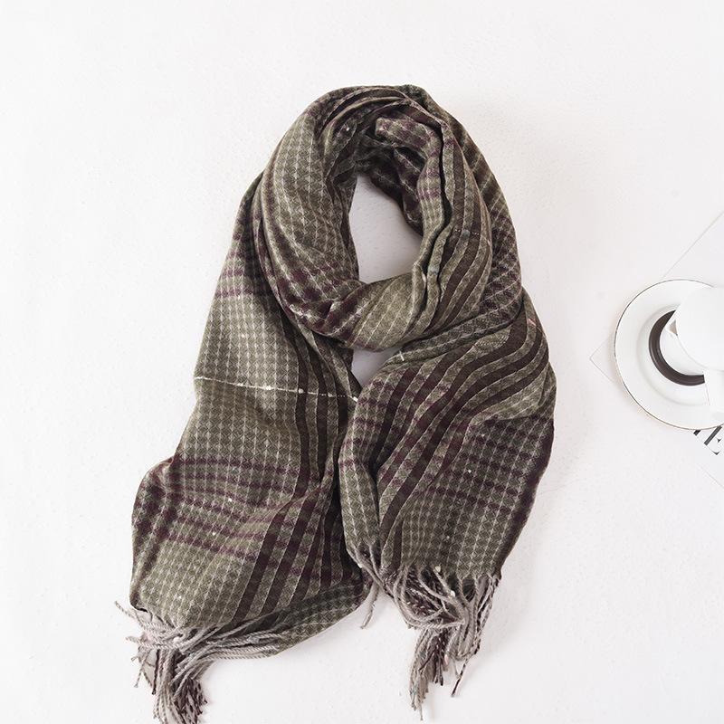 Retro Plaid Scarf for Men Winter Warm and Cold Proof Long Birthday Gift for Boys High End Trendy Scarf for Women