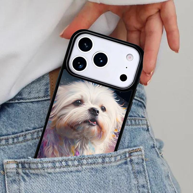 Милый Чехол для Телефона с Щенком Мальтийской Собаки для iPhone 17ProMax 12 13 14 15 16e 17 Pro Max Plus Air Cover