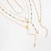 Cross Colorful Crystal Necklace Set Y-Shaped Beads Chain Choker  Sea Beach Jewelry