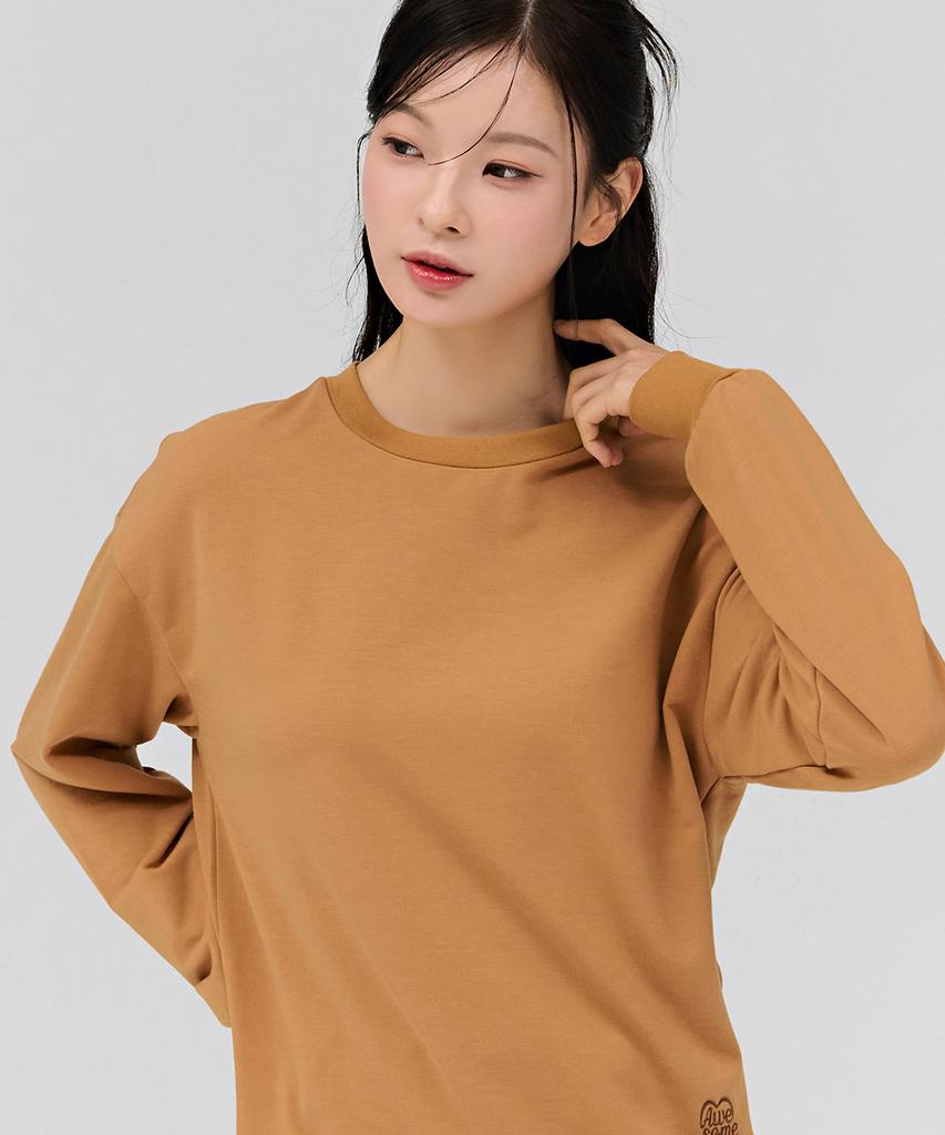CHASECULT Women'S Loose Fit Daily Fleece-Lined Sweatshirt - Camel