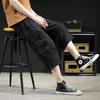 Summer Elastic Waist Straight Loose Tooling Cropped Breeches Men's Sports Plus Fat Plus Size Casual Multi-pocket Shorts