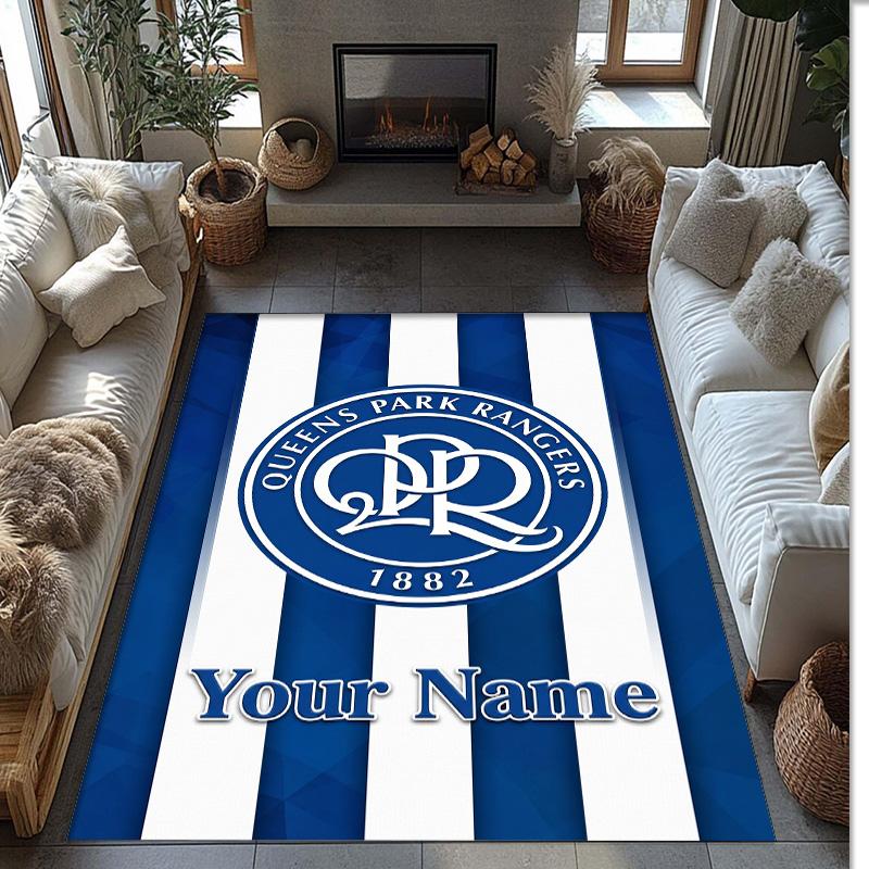 Queens Park Rangers FC Printed Crystal Velvet Rug Non‑Slip Crystal Velvet Carpet For Sofa Bedroom Indoor Home Decoration