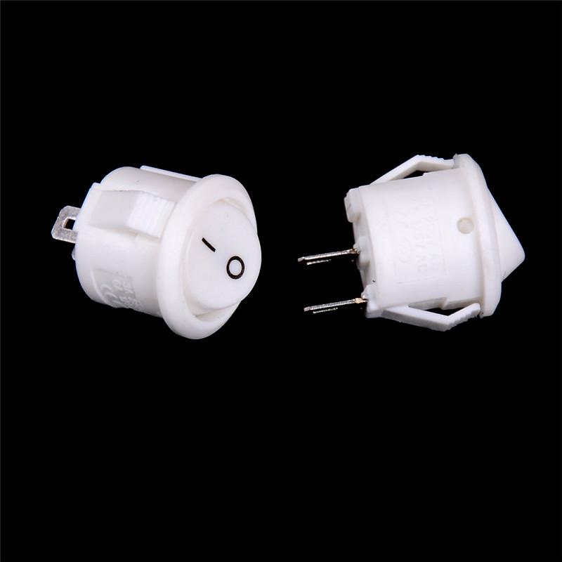10Pcs 16Mm Diameter White Round Boat Rocker Switches Mini 2Pin On-Off Switches 3A/250V