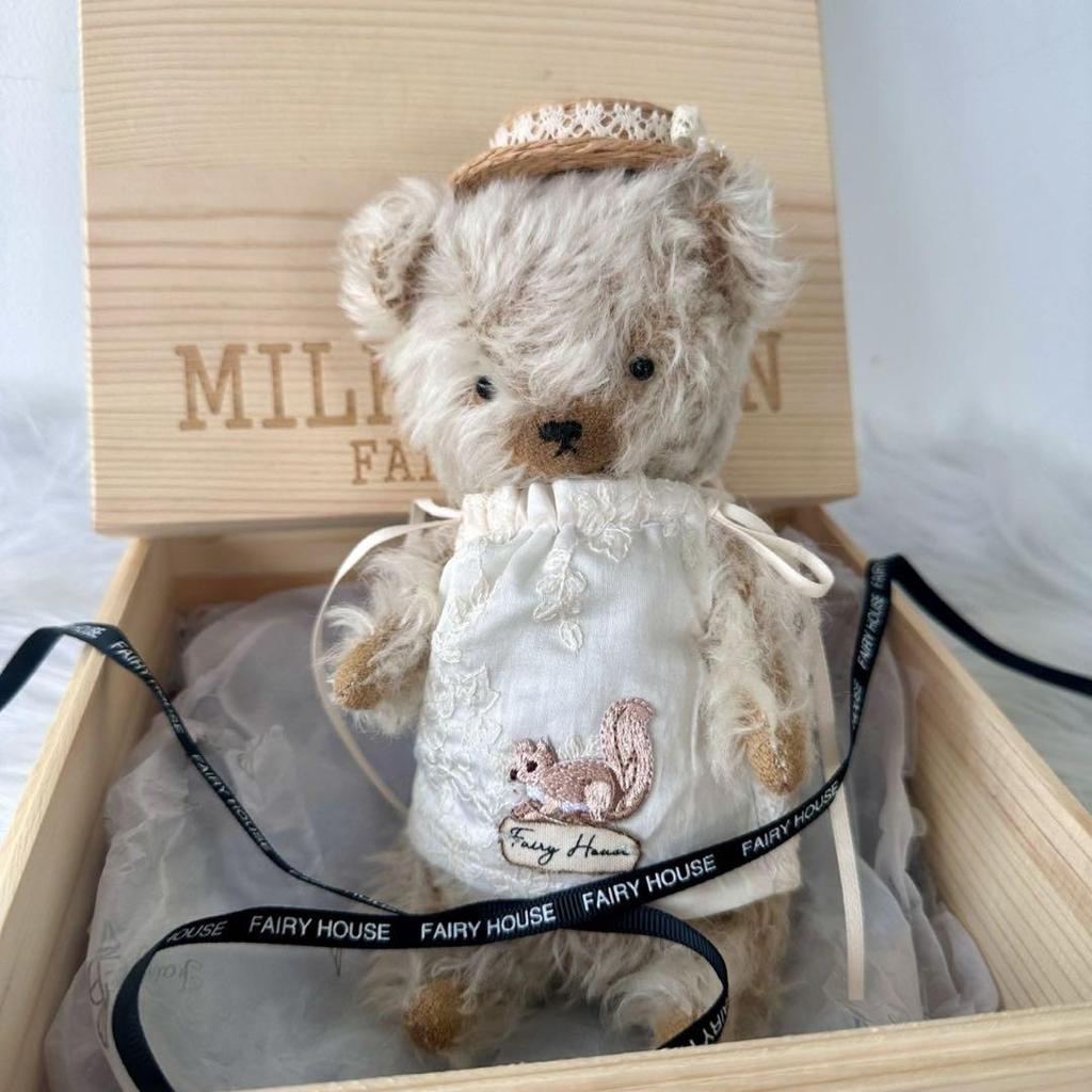 [USED] Milk Bear Teddy Bear Plush Toy Handmade by Overseas Artists