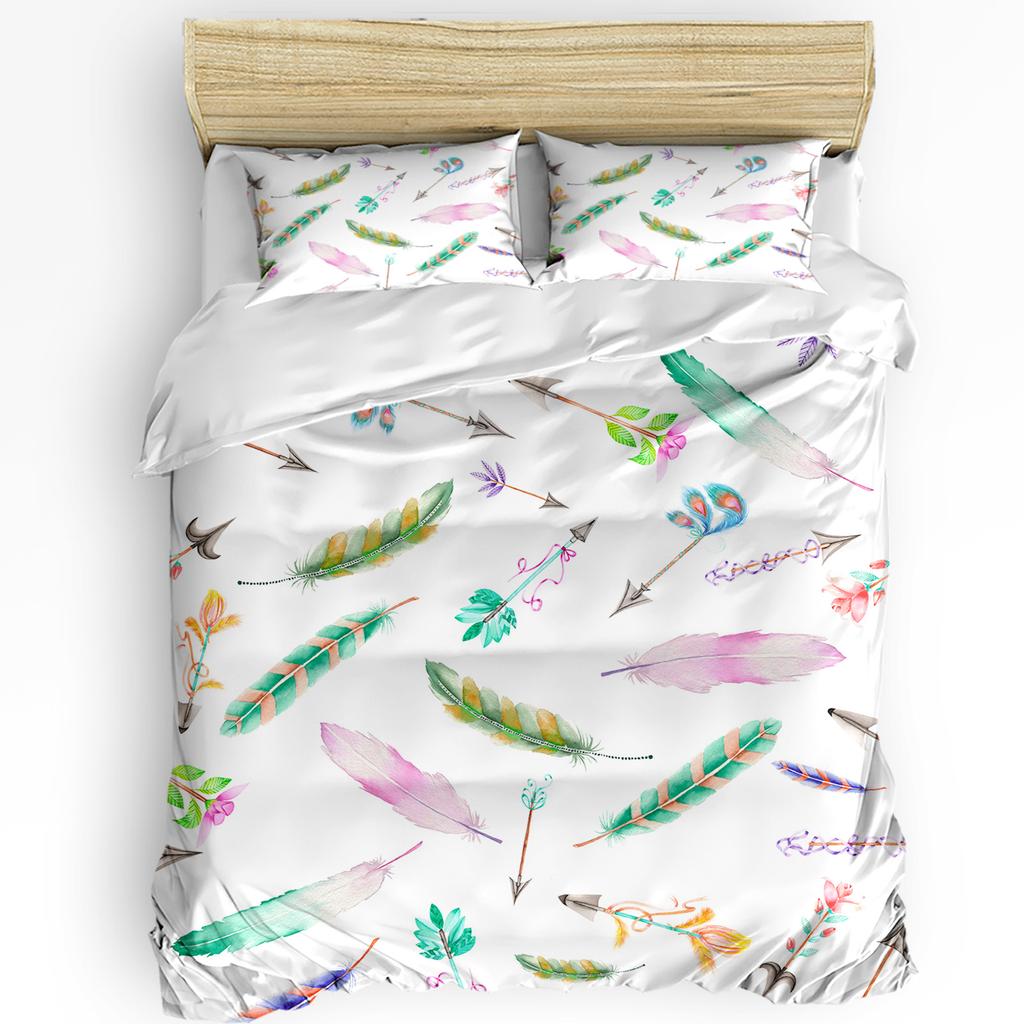 Animal Flying Bird Grey Feather Retro Style 3pcs Bedding Set For Double Bed Home Textile Duvet Cover Quilt Cover Pillowcase