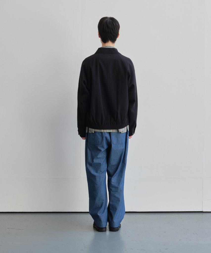 Horlisun Visitor Harrington Seersucker Jacket Black