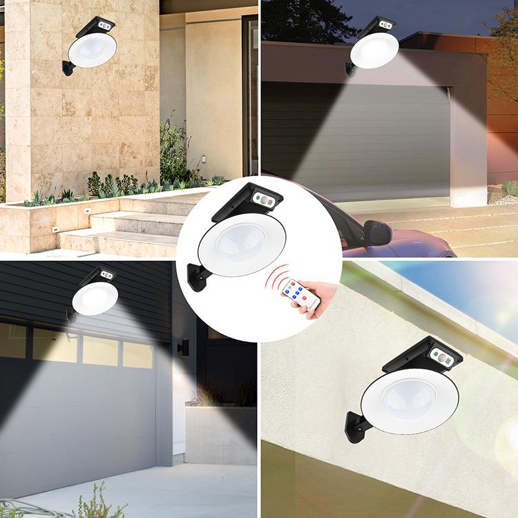 Circular Solar Wall Lamp Outdoor Human Body Sensing LED Courtyard Lamp Garage Lighting Street Lamp