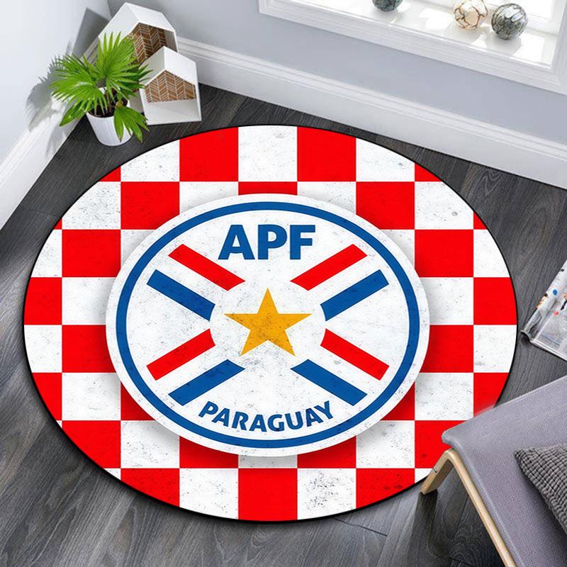 Paraguay national football Round Rug, Non Slip Washable Circular Carpet For Living Room Bedroom Playroom, Sports Fan Decor, Holiday Birthday Gift