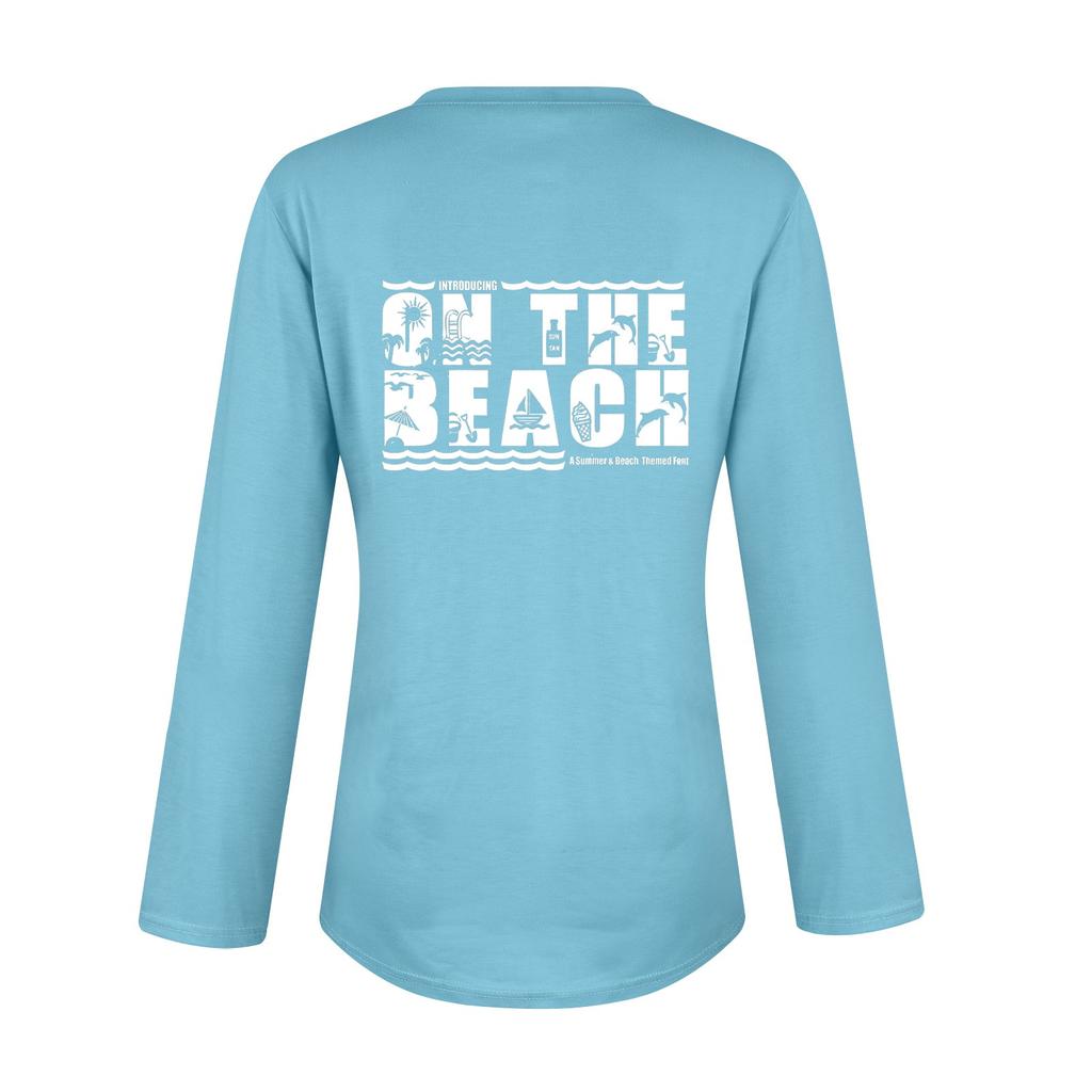 Женская повседневная мода сексуальный удобный пляжный стиль повседневный принт V-образный вырез пуговицы длинный рукав