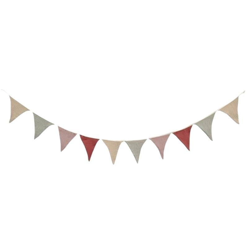 652F Cotton Pennant Bunting Flags Garlands Hanging Nursery Decors for Baby Shower