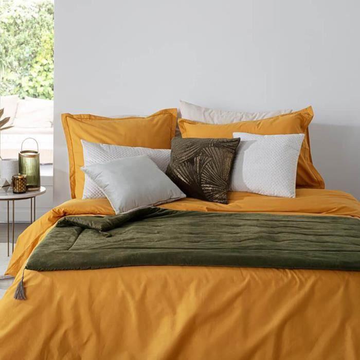 Edredon - Noname - 80 x 180 cm - Velours - Kaki - Toucher ultra doux