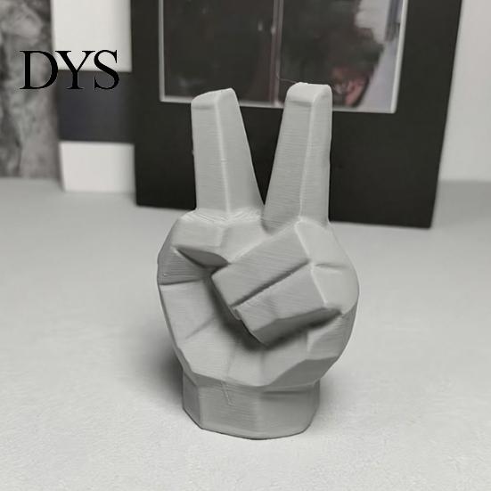 Фигурка жеста победы, 3D-печатная скульптура руки, Современная статуэтка из смолы для дома, офиса, Геометрическое искусство, Декор для стола, Креативное пальцевое украшение, полка