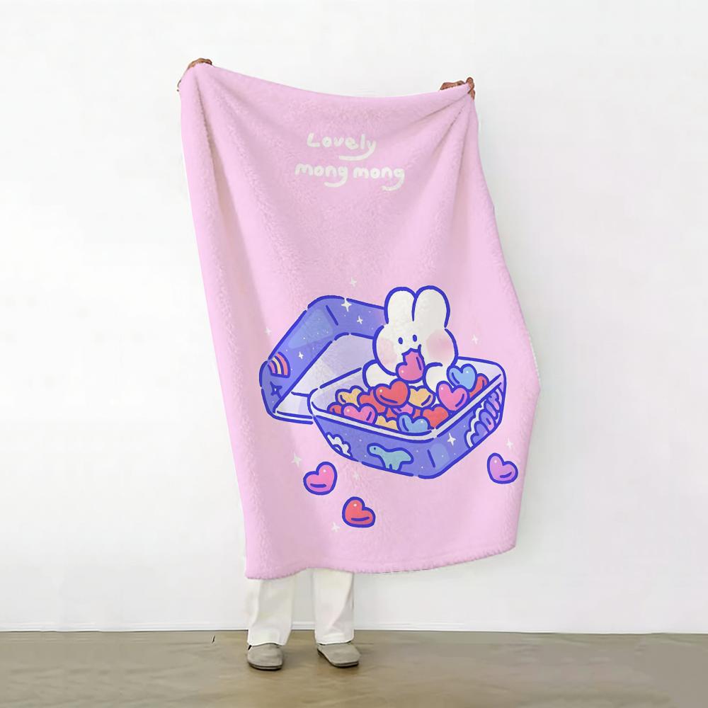 Cartoon meme m mongmong Rabbit meme Throw Soft Warm Flannel Fleece Throw Blanket for Sofa Bed Travel Home