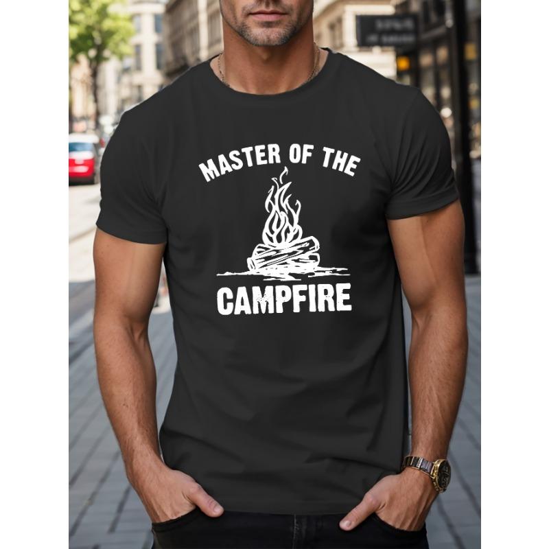 Мужская футболка Campfire Master с принтом европейского размера - повседневная, с коротким рукавом, из дышащего хлопка, летний геометрический принт.