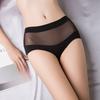 Sexy Women's Semi Transparent Lace Underwear Plus Size Pure Cotton Hollow Briefs High Waisted Triangle Panties