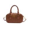 Korean Version Niche Pleated Handbag New Bowling Women's Bag Fashion One Shoulder Crossbody Pillow Small Square Bag