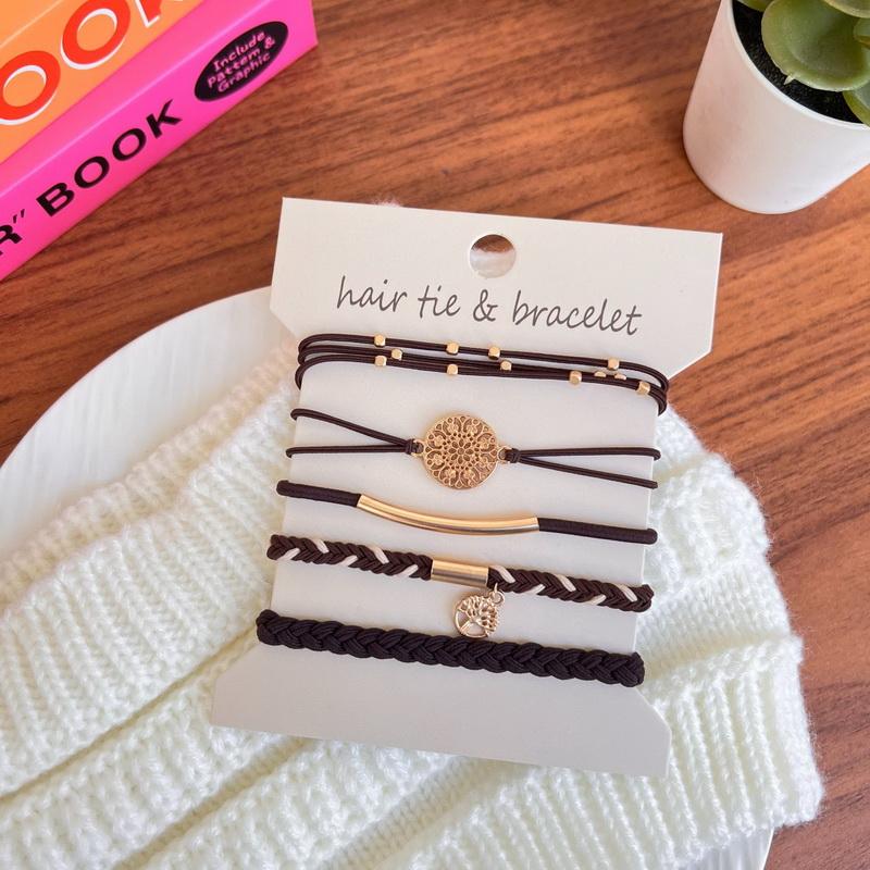 12 шт. Бохо браслет резинки для волос для женщин эластичные резинки для волос для девочек черный браслет веревка для волос держатель для хвостика повязки для волос