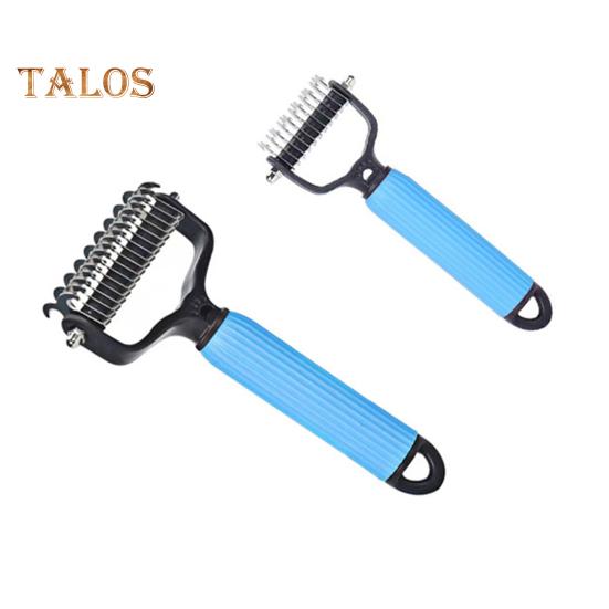 Расческа для распутывания шерсти домашних животных, ручная расческа для подшерстка собак и кошек, двухсторонние зубья из нержавеющей стали, щетка для ухода за шерстью и прореживания шерсти