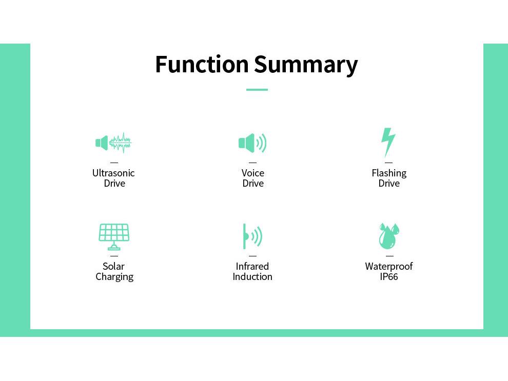 Ультразвуковой уличный водонепроницаемый отпугиватель животных и птиц на солнечной энергии