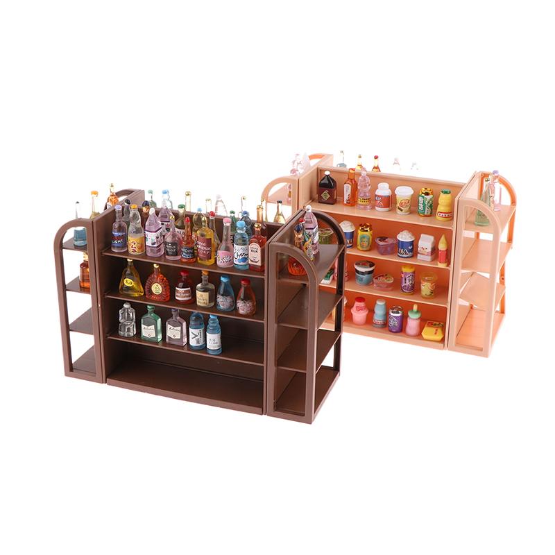 1 Set Doll House Scene Decor Accessories 1:12 Dollhouse Miniature Supermarket Shelf Mini Display Stand Storage Rack Model Toy