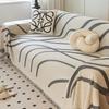 Simple Line Pattern Sofa Towel Cover, Reversible Chenille Sofa Cover, Living Room 3-Seater Sofa Cover Four Seasons Universal