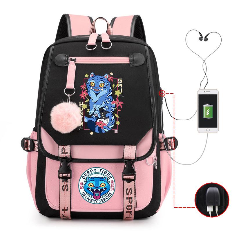 Мультфильм «Охотники на демонов» Модный детский рюкзак с принтом Легкий рюкзак для учеников начальной и средней школы Кампус Школьная сумка Нейтральный