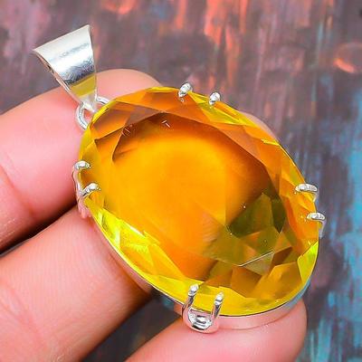 Citrine Gemstone 925 Sterling Silver Handmade Wedding Pendant Jewelry на День Благодарения