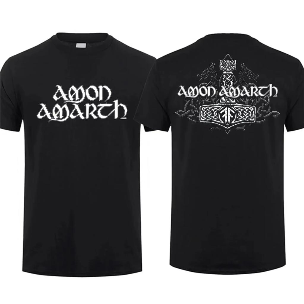 2025 модная мужская футболка двухсторонняя Amon Shieldwall черная от Amarth футболка большого размера с рисунком молодежная ткань уличная одежда