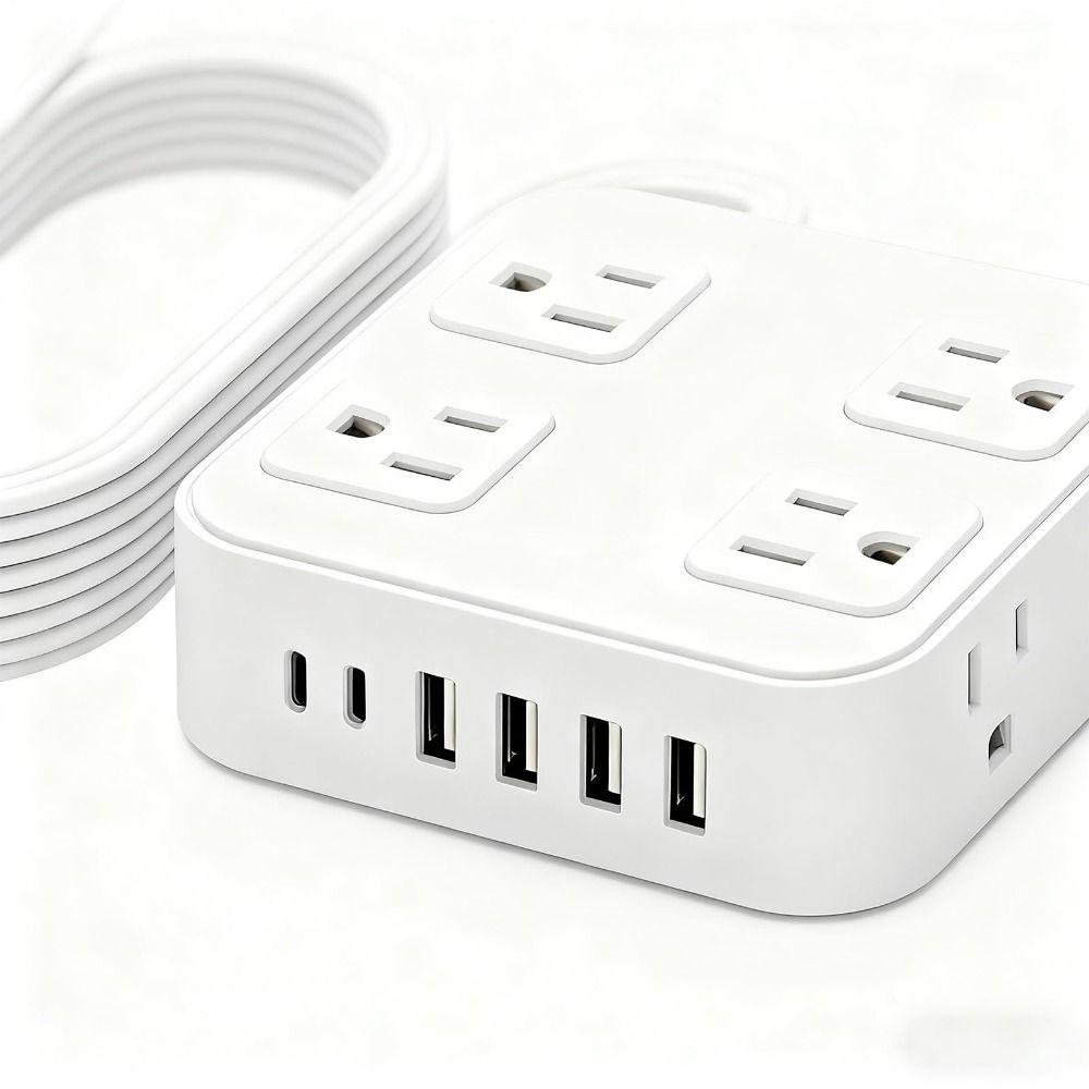 Удлинитель с плоской вилкой и USB-портами 6 USB-портов 8 розеток переменного тока Поддержка нескольких устройств Стандартная американская розетка Эффективный