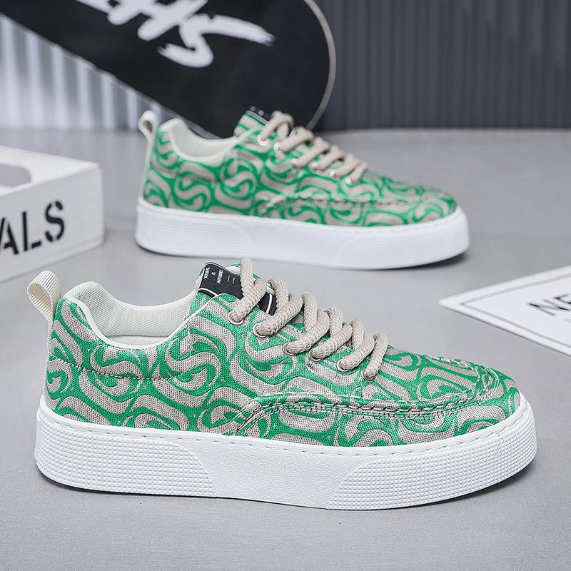 Холщовые повседневные туфли мужские осенние новые дышащие низкие с принтом модные мужские туфли на мягкой подошве Guochao молодежные кеды