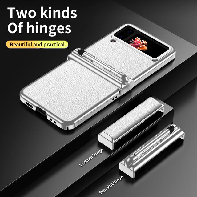 Роскошный кожаный складной чехол с защитой от падения для Samsung Galaxy Z Flip 4 Flip4 Flip 3 Flip3, противоударный чехол с держателем для ручек S