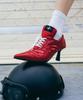 Женские туфли на шпильке Ssimeez с боксерским дизайном, эмалированные, на шнуровке (красный)