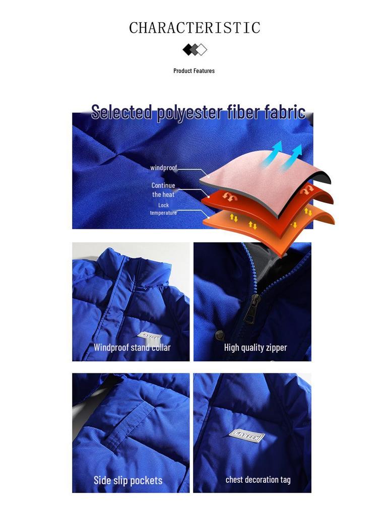 Unisex 2024 Winter Loose Cotton-Padded Jacket - Stand-Up Collar, Plus Size, Trendy Short Coat